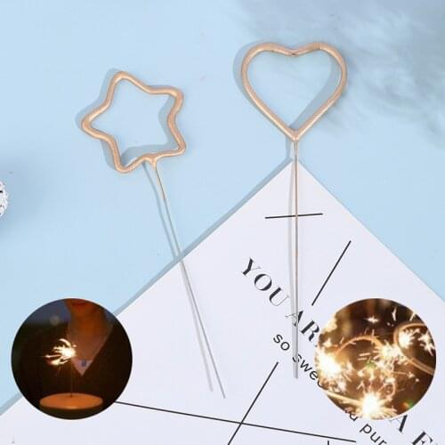 Romantic Star Love Shaped Cake Topper Wedding Colored flowers Candle Gold Birthday Party Baby shower Decoration Dessert decor