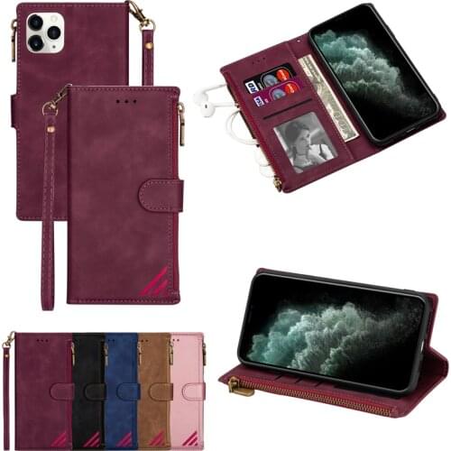 Luxury Zipper PU Leather Case For iPhone 6 6S 7 8 Plus XS XR 11 Pro12 Mini Pro SE 2020 Flip Wallet Card Holder Holster Cover