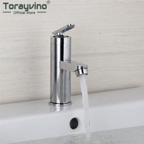 Torayvino Chrome Polished Bathroom Basin Faucet Single Handle Single Hole Deck Mounted Sink Faucets Stainless Steel Mixer Tap