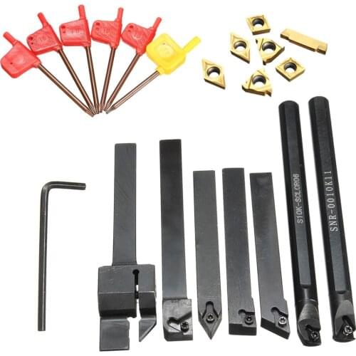 21PCS/SET Carbide Insert External Lathe Internal Turning Tool Holder Boring Bar Lathe Turning Tool Holder + T8 Wrenches