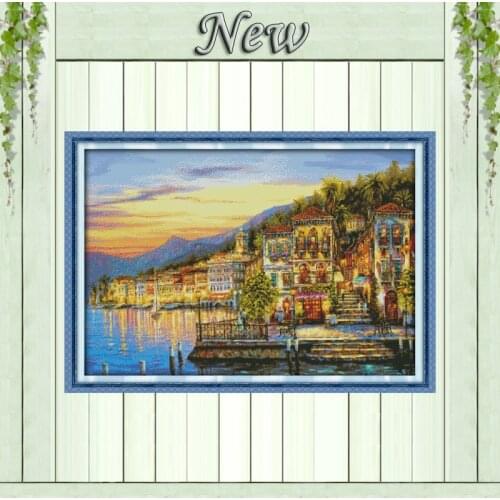 The streetlights came on every night scenery counted print on canvas DMC 11CT 14CT kits Cross Stitch embroidery needlework Sets