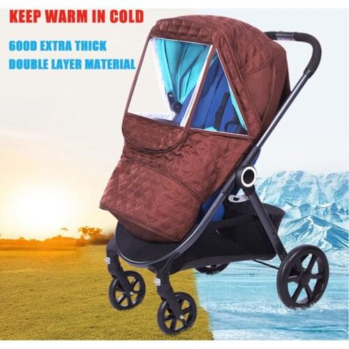 Universal Windproof Waterproof 3 layer Winter Stroller Warm Cover Cold Insulation Pram Cover With PVC Zipper Raincover