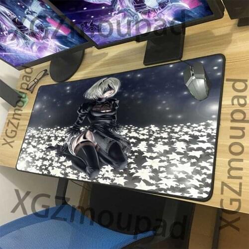 XGZ Large Mouse Pad Black Lock Edge Anime Sexy Sister Temptation NieR: Automata Custom Computer Table Mat Speed Rubber Non-slip