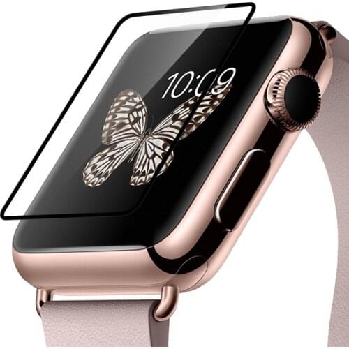 40mm 44mm 3D Tempered Glass Protector for Apple Watch 5 4 38mm 42mm Full Glue Curved Black Edge Protective Film for iWatch 3 2 1