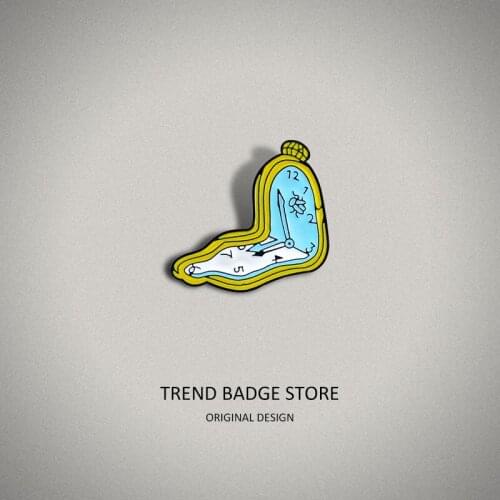 Warped Clock Badge Warped Dial Brooch Denim Jacket With Accessories Pins Metal For Backpack Brooches For Womens Clothing