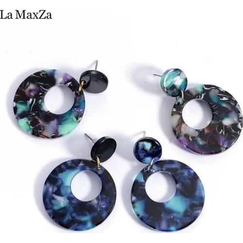 Temperament Exaggerated Fashion Personality Plate Round Irregular Stud Earrings Fashion Women Earrings Acetate Plate Earring