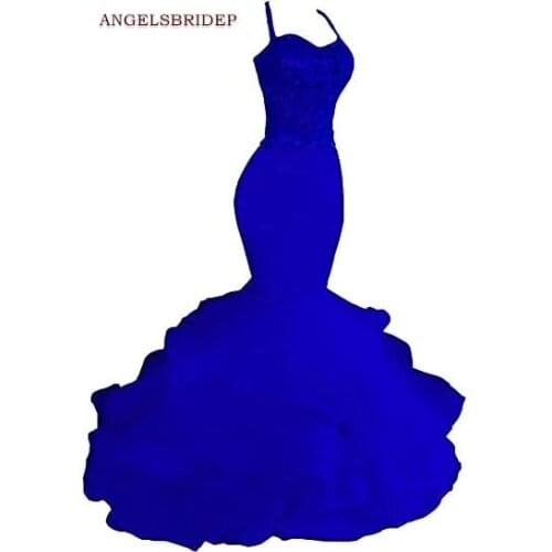 ANGBRIDEP Spaghetti Straps Mermaid Prom Dresses Vestidos de festa Sexy Sweetheart Organza Floor-Length Birthday Party Gowns