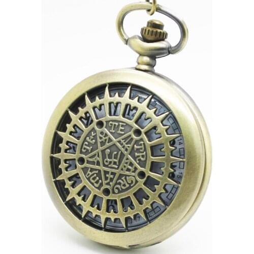 10pcs in Classically Charm engrave big star Quartz flip pocket watch necklace watch party gift