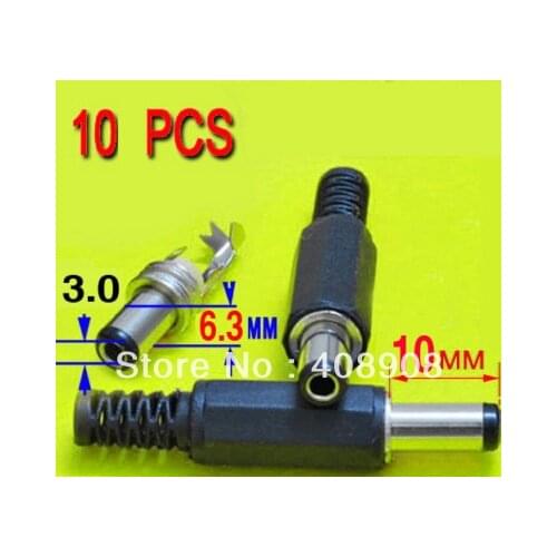 10pcs x 10mm x 6.3mm x 3.0mm DC Power Plug socket Connector soldering diy