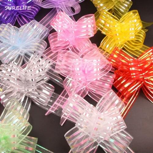 100pc 1.8/3/5cm Pull Ribbons Bow Flower Gift Wrap Decoration for Wedding Events Birthday Christmas Candy Box DIY Present Bowknot