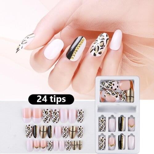 24Pcs/set Rhinestones Alloy Full Cover Tips False Nail Art Design Artificial Nails DIY Fashion Fake Nail Press On Jewelry Tip