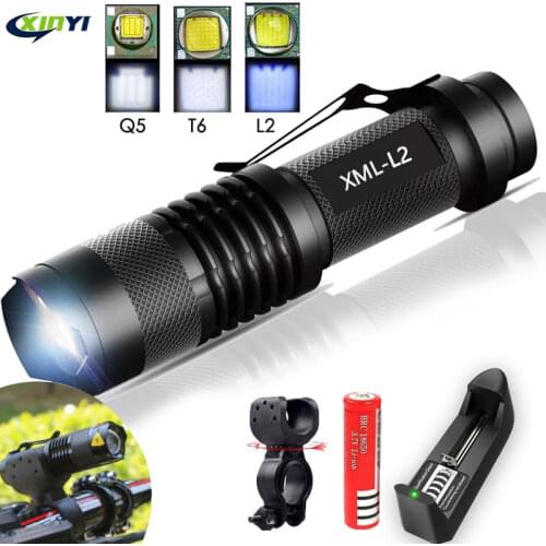 8000LM Super Bright Mini Led flashlight torch Q5/T6/L2 linterna led lanterna Zoomable fishing Camping Bicycle Light 14500/18650