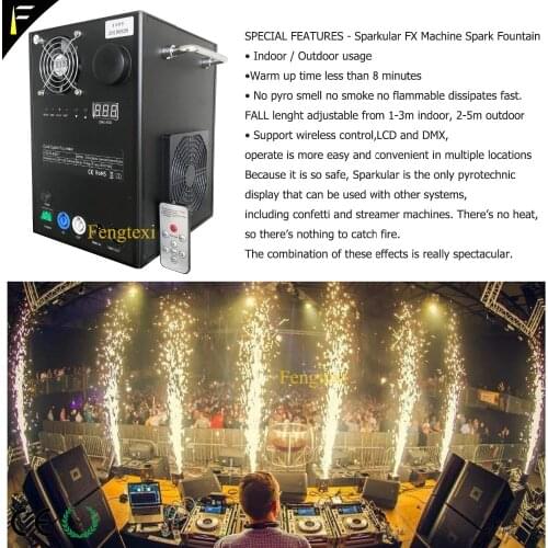 Safe Sparkular Fountain Cold Fire Spark FX Sparkular Special Effect Machine via DMX&Remote Control 1-3meter Fall