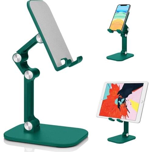 Cell Phone Holder Tablet Stand Height Angle Adjustable Portable Foldable Aluminum with Anti-Slip Silicon Pad for Desk