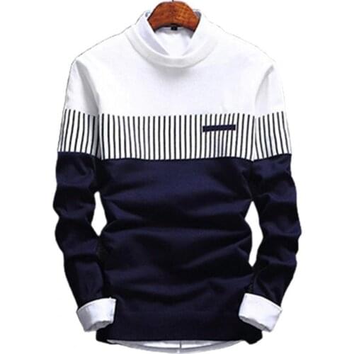 Mens jumpers Casual Strip Color Block Knitwear Jumper Pullover Sweater Mens jumpers stripped sweaters Lapel pullover man