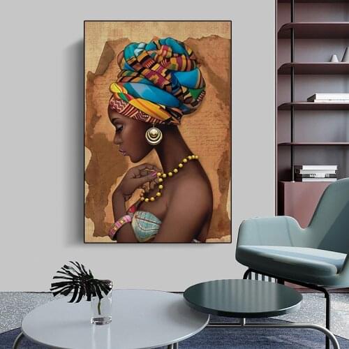 African Women Canvas Painting Modern Art Posters and Prints Wall Pictures Modern Bedroom Living Room Home Decoration Painting