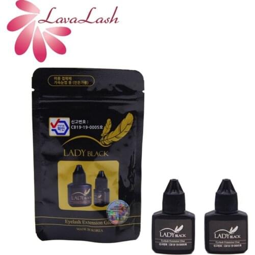 2 Bottles Lady Black Glue 10ml Eyelash Extensions Glue Fastest Drying Lower Irritation With Sealed Bag Makeup Tools Beauty Shop