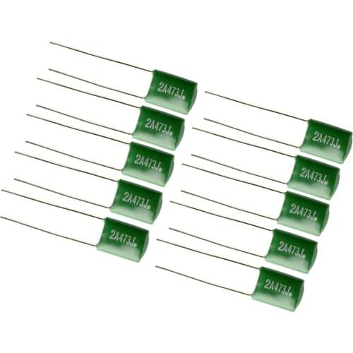 10PCS Polyester Film Guitars Capacitors Tone For Musical Instruments Guitars Bass Tone Caps Practical 0.047/2A473J Green