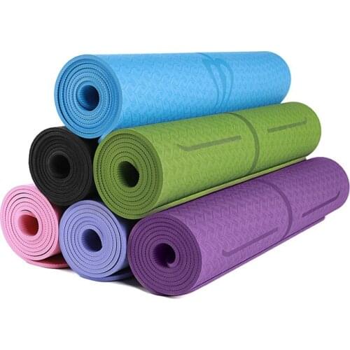 TPE Fitness Yoga Mat Tasteless Anti-slip with Position Line Beginer Environmental Fitness Gymnastics Mats 1830*610*6mm