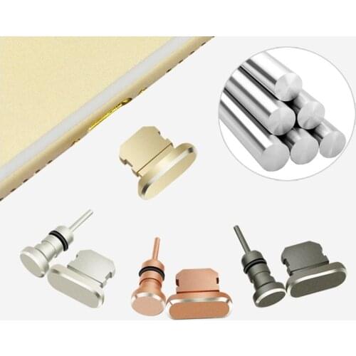 Metal Dust Plug Phone 2 in 1 For iPhone 6 6S 7 8 X plus Mobile Phone USB 3.5mm Sim Card Tray Eject Pin Tool Phones Accessor plug