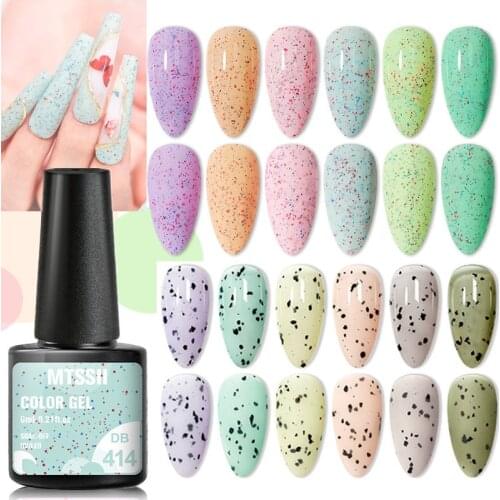 Mtssii 6ml Yogurt Nail Gel 6 Colors Nude Summer Glitter Sequins Gel Semi Permanent Gel Long Lasting Need UV Cure Base Top Coat