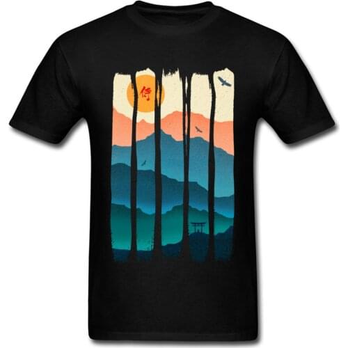 Grandpa T Shirt Mens Vintage Samurai Japan Mountain Brush Strokes Graphic T- Shirts For Adult Good Quality Clothes Shirt