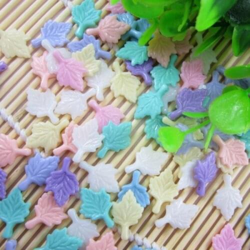 Wholesale Mixed Ice Cream Color Tree Leaf Acrylic Charm Beads for DIY Jewelry 100pcs 11*18mm BJ-21