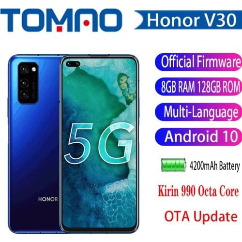 Original Honor V30 Mobile Phone 5G HONOR View 30 SmartPhone Kirin990 7nm Octa core 6GB 8GB RAM 128GB ROM Android 10 6.57" NFC