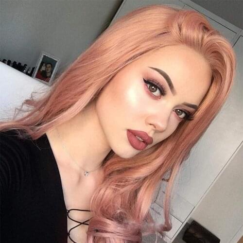 Synthetic Lace Front Wig Pink Colored Glueless Pre Plucked Lolita Frontal Wigs Cosplay Body Wave Curly Hair For Black Women