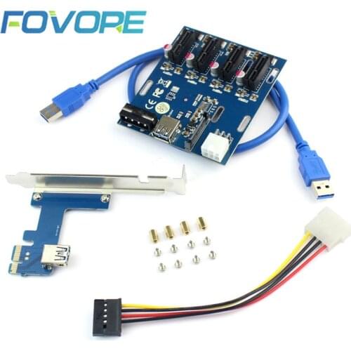 PCI-e to PCI Express 1 to 4 Slot Riser Card Mini ITX to External 4 PCIe Adapter Port Multiplier Card for Miner BTC