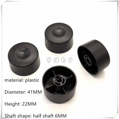 2 Piece 41MM*22MM black plastic half shaft knob potentiometer rotary encoder volume switch knob suitable for D axis 6MM
