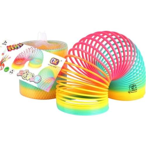 Rainbow Spring Coil Toys Magical Circle Plastic Folding Spring Coil Funny Sports Game Educational Creative Toy Gift for Children
