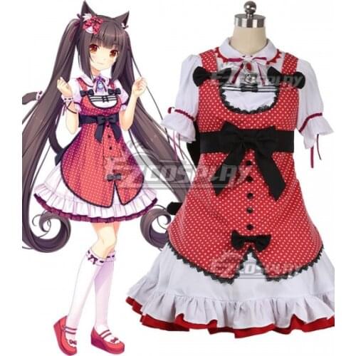 Nekopara Chocola Pink Dress Lolita Dress Uniform Outfit Maid Dress Uniform Halloween Carnival Cloth Lolita Cosplay Costume E001
