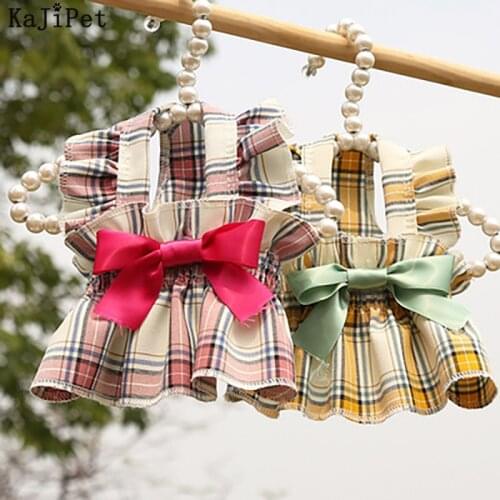 Lattice Dog Summer Dress Wedding Folds Pet Dog Clothes Chihuahua Summer Pet Clothes Dot Dog Dress Wedding Clothes For Dogs Puppy