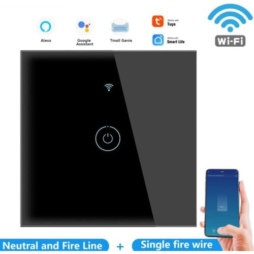 Tuya Smart Life 1/2/3 Gang Glass Panel EU Touch Switch Zero/Single Fire Line Wireless Wall Light Switch For Alexa Google Home