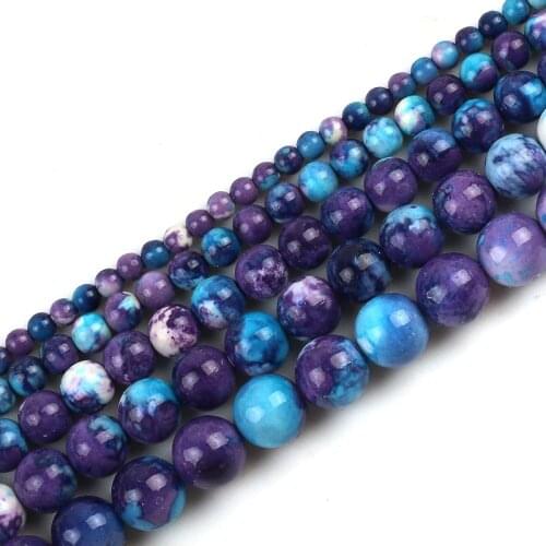 Dark Purple Colorful Rain Jaspers Round Beads Natural Loose Stone Beads For DIY Jewelry Making 4/6/8/10/12mm Bracelet 15