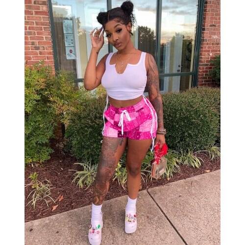 Women Cut Out Two 2 Piece Set Outfit Tracksuit V-neck Tank Tops and Paisley bandanna Shorts Matching Set Sport Sweatsuit