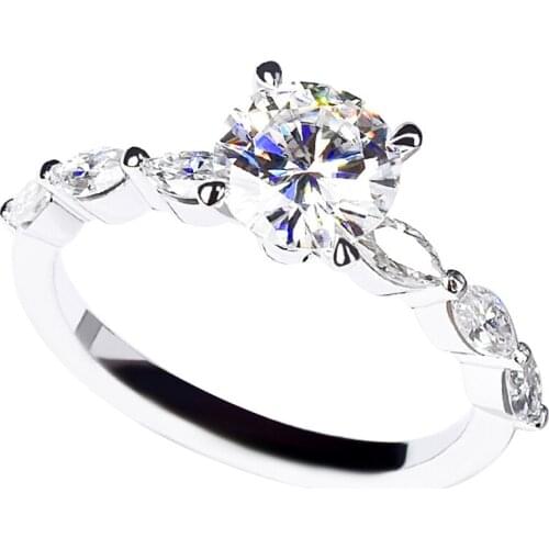 Oval Row Diamond 925 Sterling Silver Ring Women Unique Luxury Wedding Original Design Engagement Elegant Party Jewelry Gift Cute