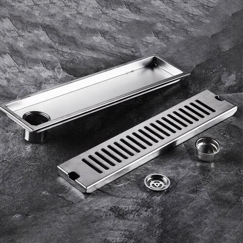 20-80cm Side Outlet Shower Drain Stainless Steel Bathroom Floor Drainage Linear Waste Drain for Kithchen Balcony