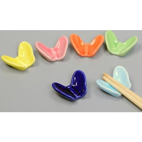 6pcs/set Japanese Style Household Kitchen Supply Table Decor Chopstick Shelf Rack Ceramic Tableware Butterfly Chopstick Stand