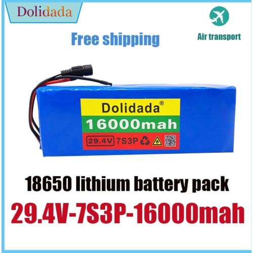 24V Battery 7S3P 29.4V 16Ah Li-ion Battery Pack with 20A Balanced BMS for Electric Bicycle Scooter Power Wheelchair