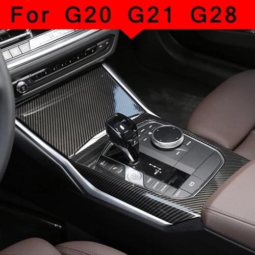 For BMW G20 G28 G21 Accessories 3 Series Real Carbon Fiber Luxury Car Center Console Gear Shift Decoration Panel Cover Trim