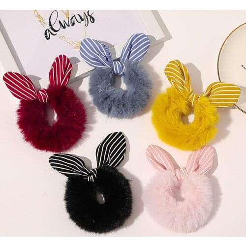 Korean Style Velvet Long Eared Rabbit Hair Band Fashion Hot Selling Hair Rope Women Girls Hair Accessories Headpiece