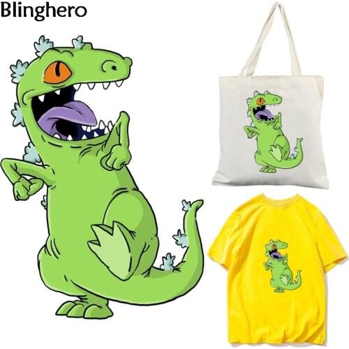Blinghero Dinosaur Heat Transfer Sticker Cartoon Iron-on Applique Vynil Heat Press Stickers Diy Pacth for Cool Guy BH0368