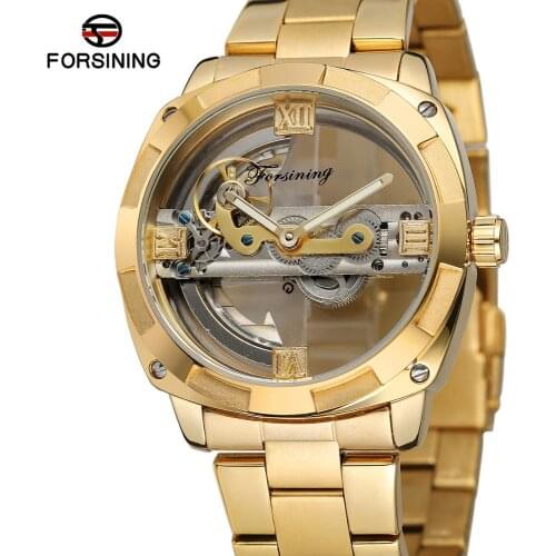 2020 FORSINING Luminous Steel Men Automatic Mechanical Watch Skeleton Square Male Transparent Relogio Male Montre men watches