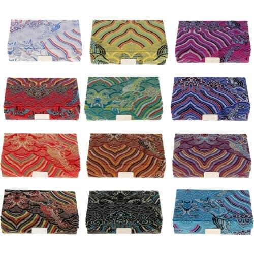 Retro Brocade Embroidered Chinese National Costume Design Lipstick Jewelry Case Holder Box With Mirror- Holds 2 Lipsticks