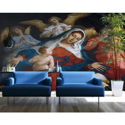 Virgin oil painting background wall 3D decorative wallpaper murals