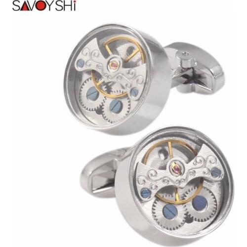 SAVOYSHI Functional Tourbillon Watch Cufflinks for Mens French Shirt Brand Cuff bottons High Quality Round Cufflink Men Jewelry