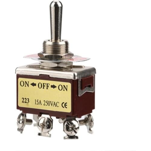 Hot Sale 1 Pcs ON-OFF-ON 3 Position Momentary Toggle Switch 6 Pin 12mm 15A 250VAC High Quality Momentary Toggle Switch
