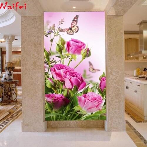 NEW 5D pink rose & butterfly picture handmade diamong painting cross stitch diamond embroidery mosaic pattern home decoration